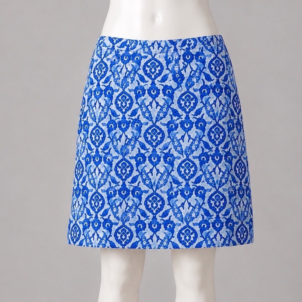 Michael Michael Kors Blue White Paisley Damask A-Line Mini Skirt Size 6